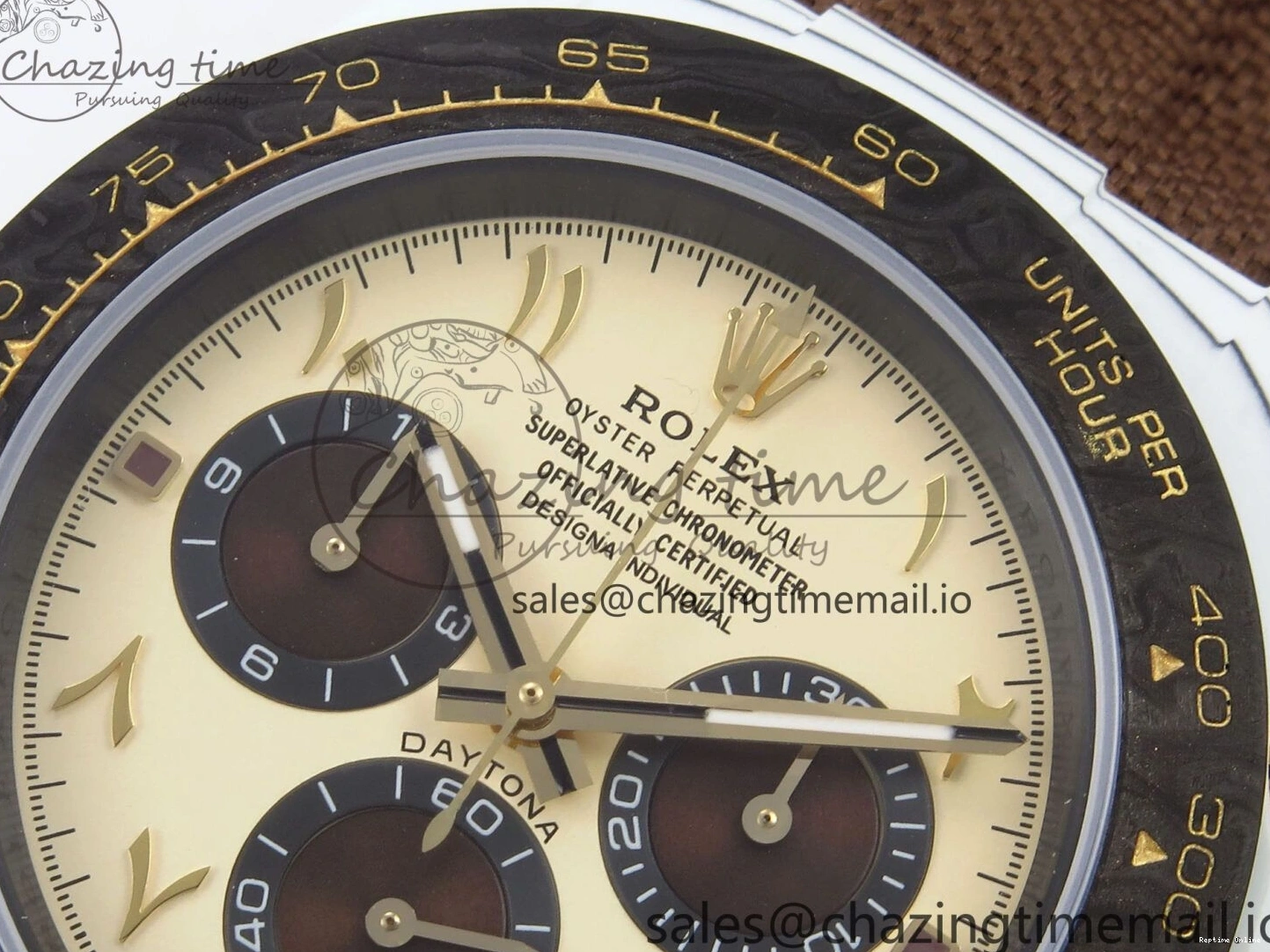 0120 Refined Daytona DIW “DESERT EAGLE”  White Carbon DIWF 1:1 Best Edition Cream Brown Dial on Brown Nylon Strap SH 1074